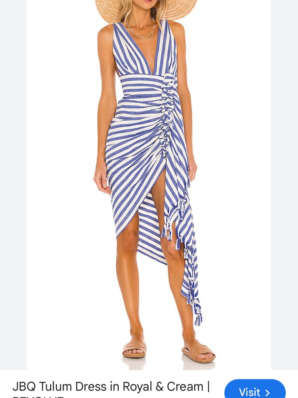 Just Bee Queen Tulum striped Ruched Wrap Dress Small